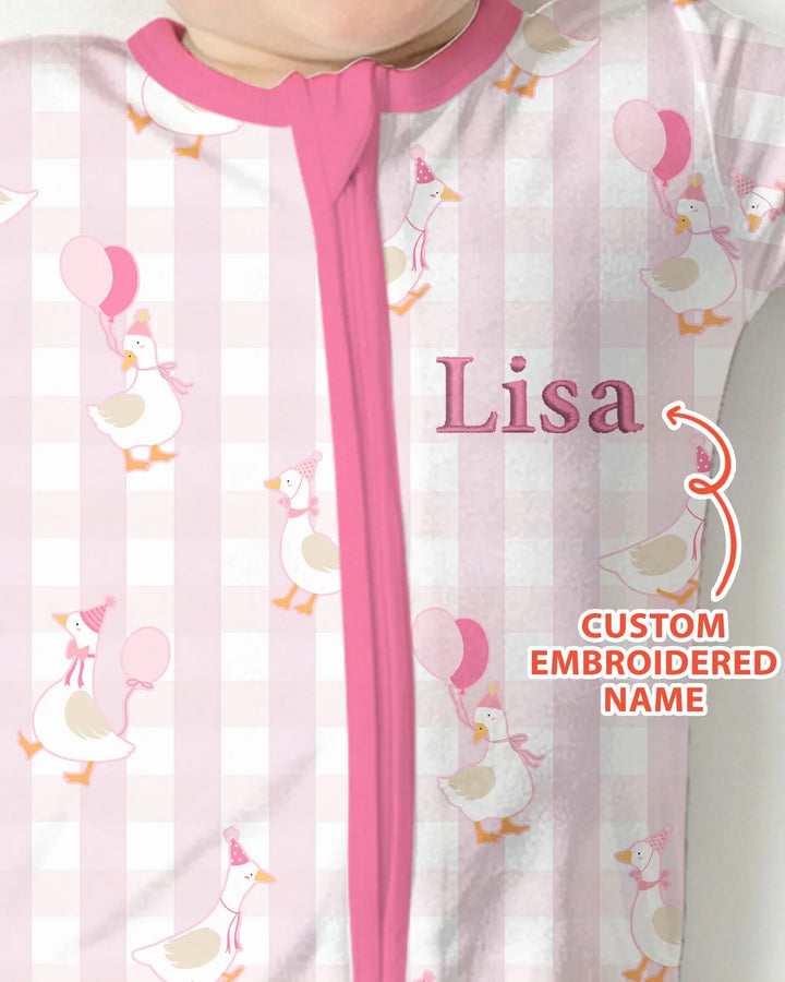 Custom Embroidered Birthday Boy/Girl Baby Bamboo Convertible Zippy