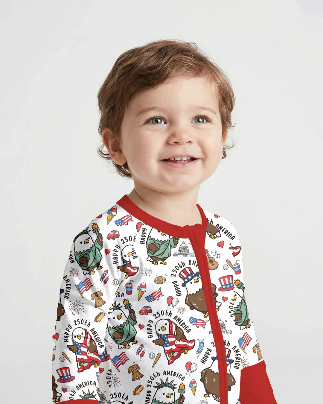 Happy 250th America Cute Patriotic Eagles Family Matching Bamboo Convertible Zippy