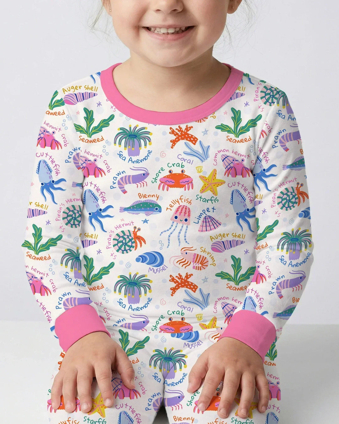 Conjunto de pijama de dos piezas de bambú de manga larga Tide Pool Pals