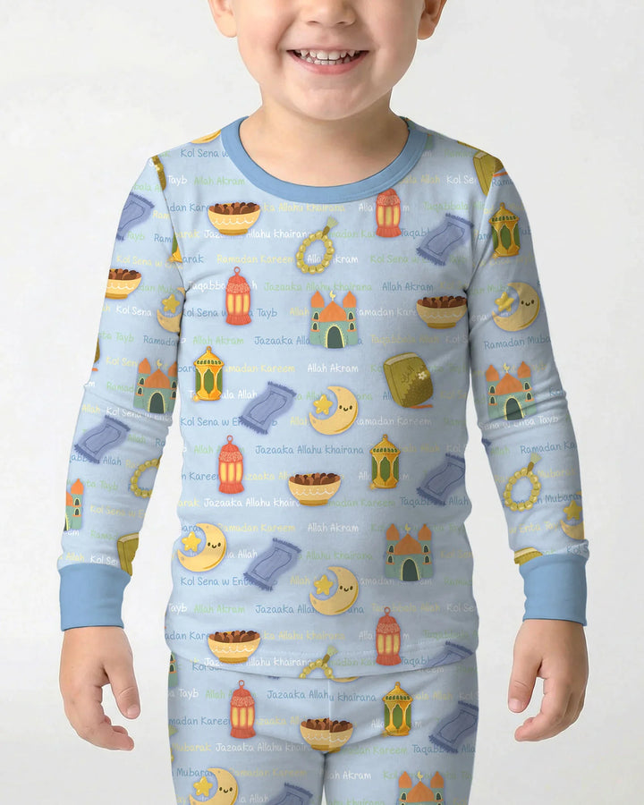 Zweiteiliges Langarm-Pyjama-Set mit Sommerfrüchten