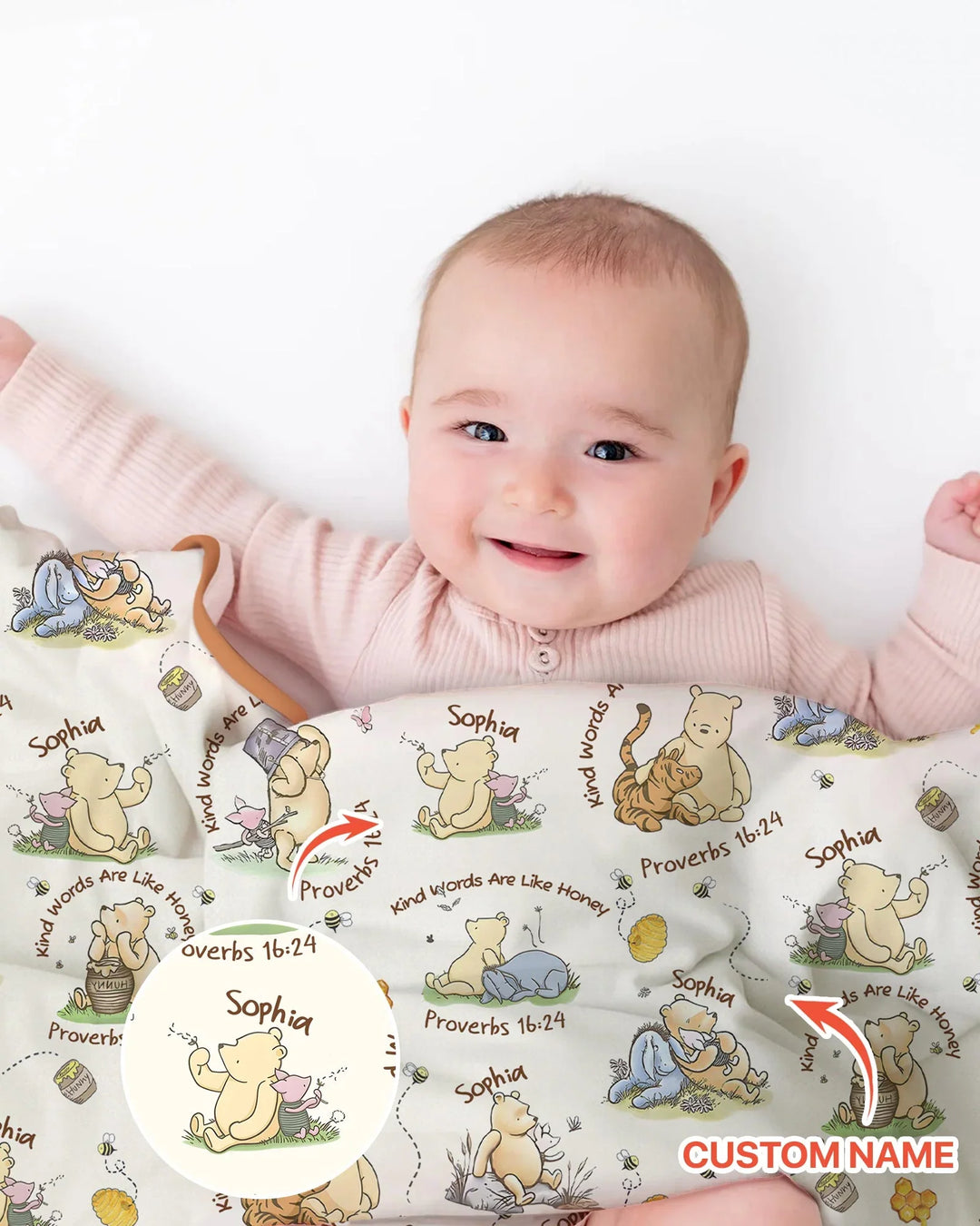 Kind Words Are Like Honey Custom Name Bamboo Blanket