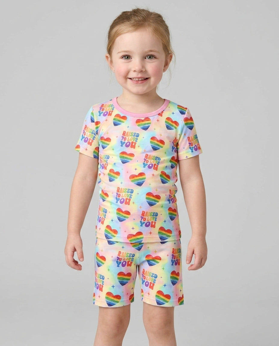 Raised To Love You Bamboo Two Piece Short Sleeve Shorts Pajama Set