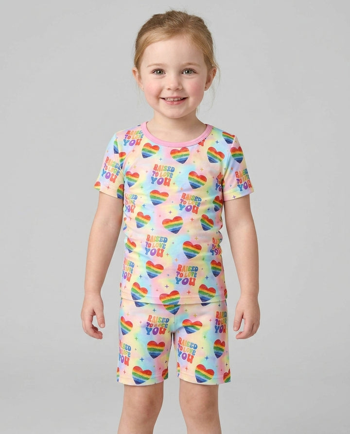Raised To Love You Bamboo Two Piece Short Sleeve Shorts Pajama Set