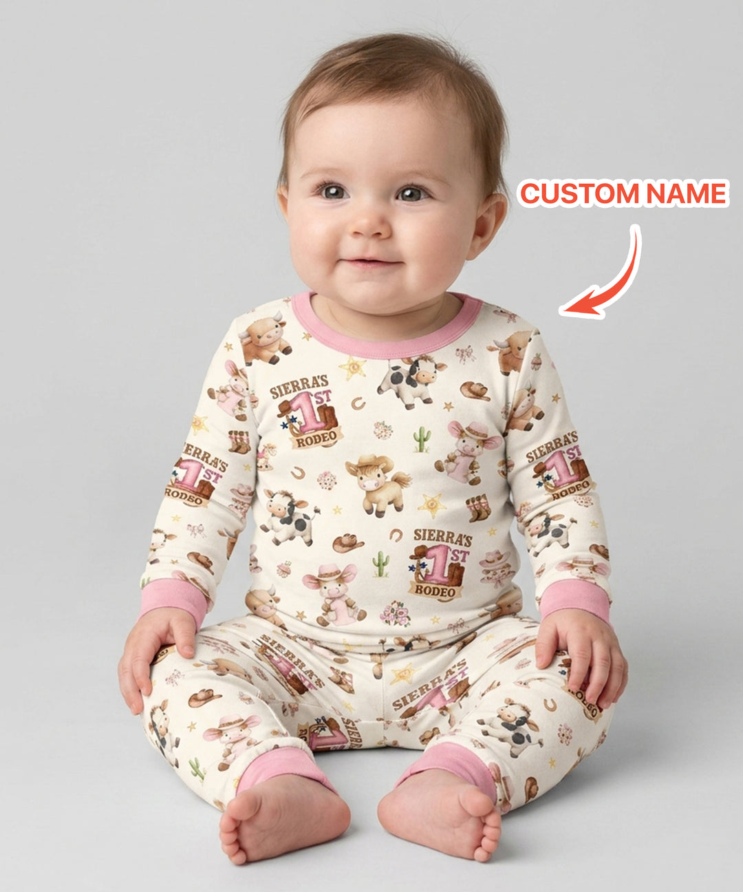Custom Name First YeeHaw Birthday Bamboo Two Piece Long Sleeve Pajama Set