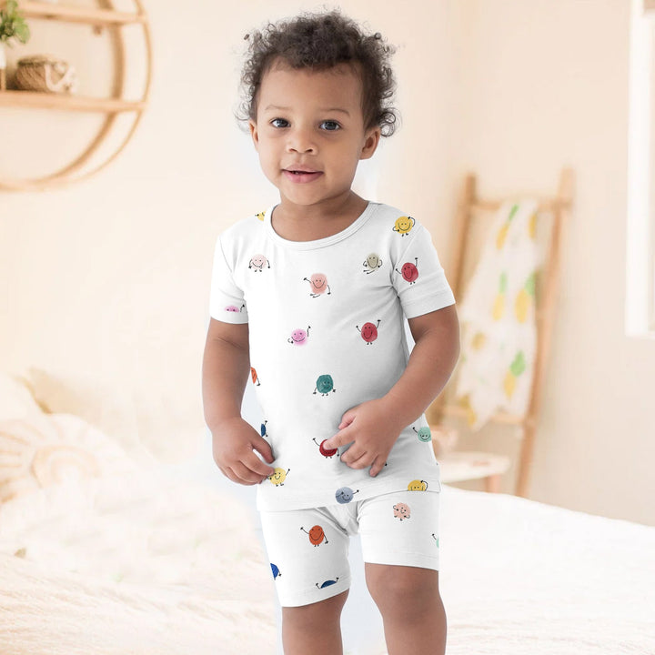 Colorful Happy Dots Two Piece Short Sleeve Shorts Pajama Set