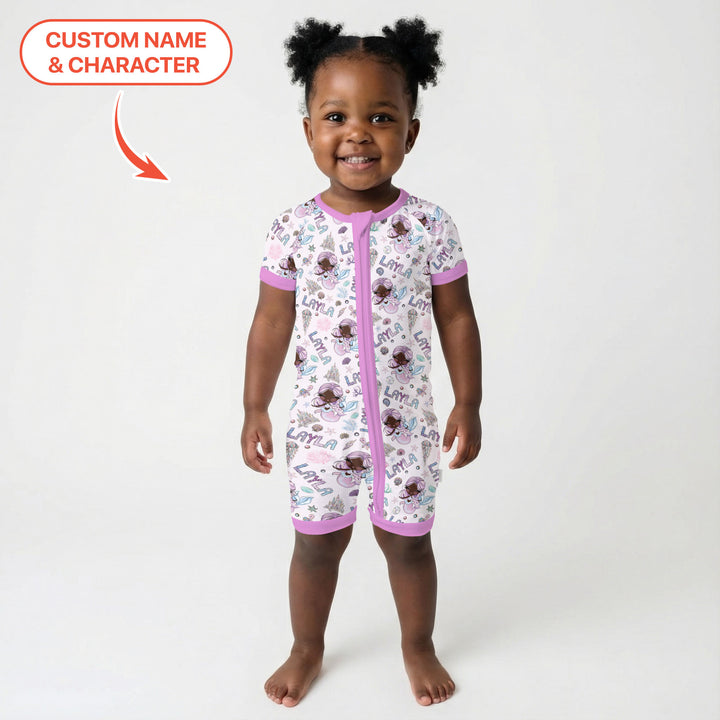 Custom Name Doodle Little Mermaid Shorty Zippy