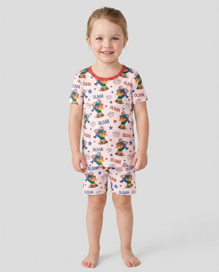 Conjunto de Pijama de Dos Piezas de Bambú con Mangas Cortas y Pantalones Cortos