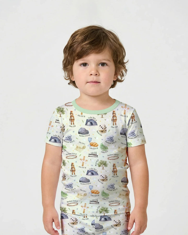 Template Zweiteiliges Pyjama-Set mit kurzen Ärmeln und Shorts