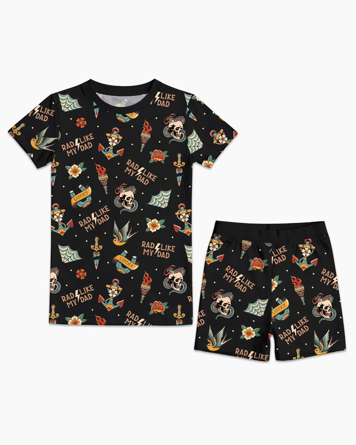 Conjunto de pijama de dos piezas de bambú a juego de manga corta y pantalón corto Rad Dad Society para padre e hijo