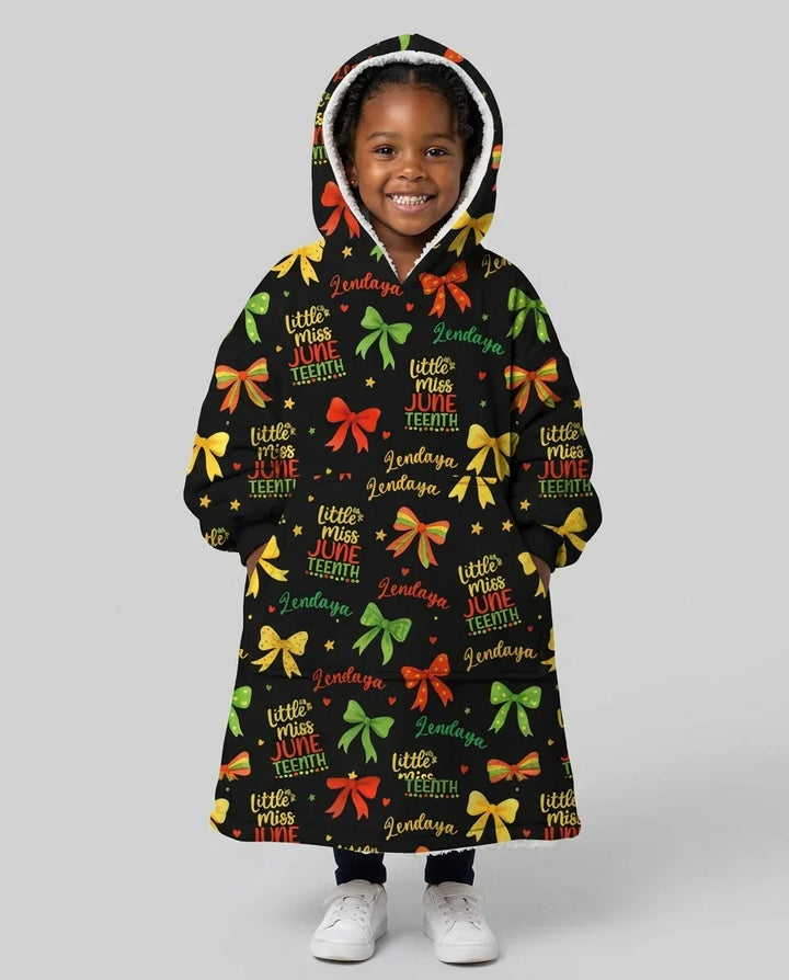 Sudadera con capucha y manta de bambú "Little Miss Juneteenth"