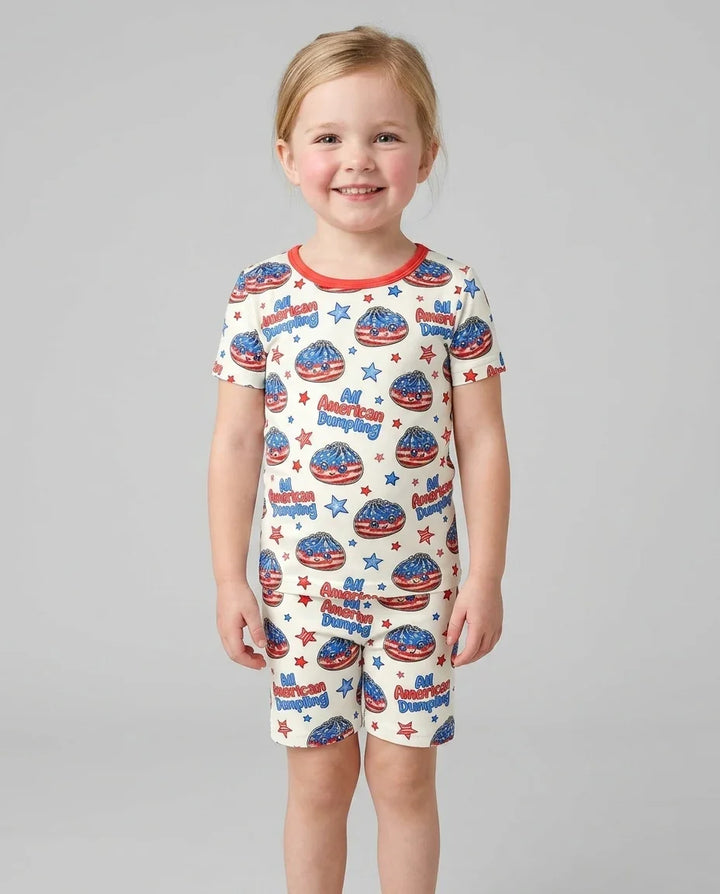 Conjunto de Pijama de Dos Piezas de Bambú con Mangas Cortas y Pantalones Cortos