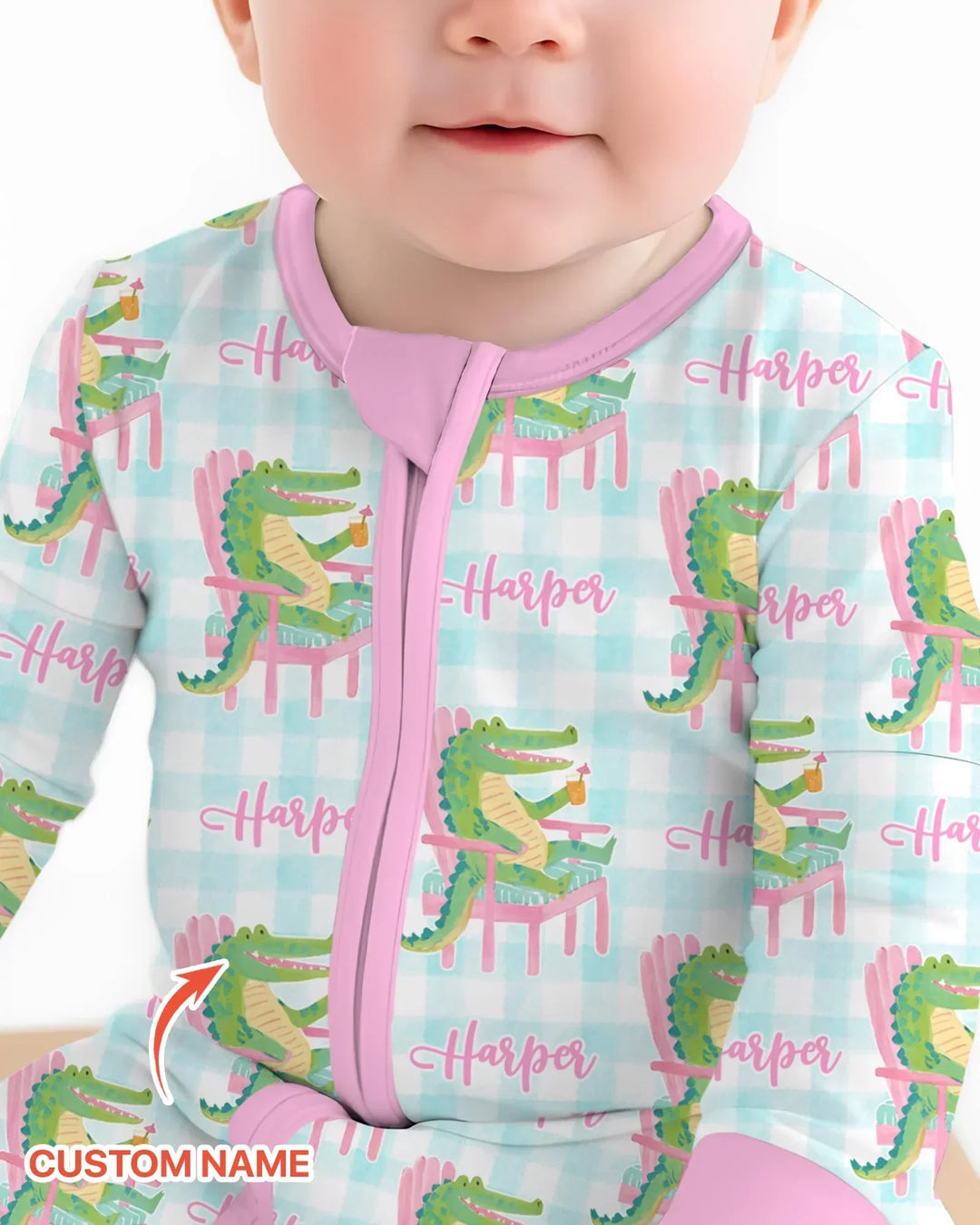 Custom Name Preppy Later Gator Bamboo Convertible Zippy