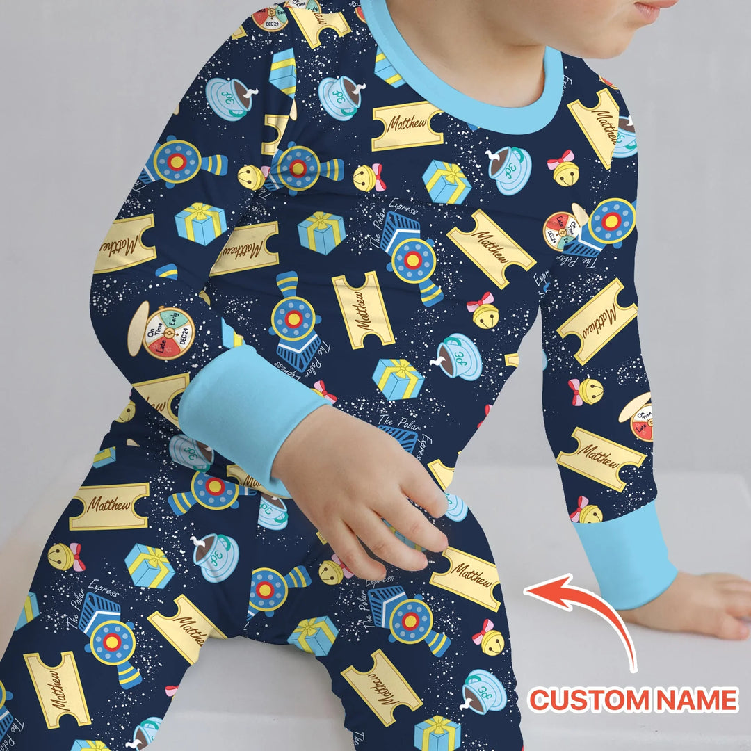 Express Train Christmas Two Piece Long Sleeve Pajama Set