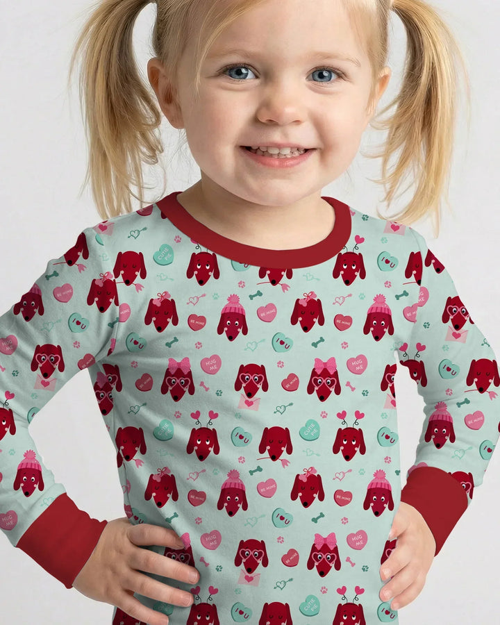 Dachshund Is My Valentine Two Piece Long Sleeve Pajama Set