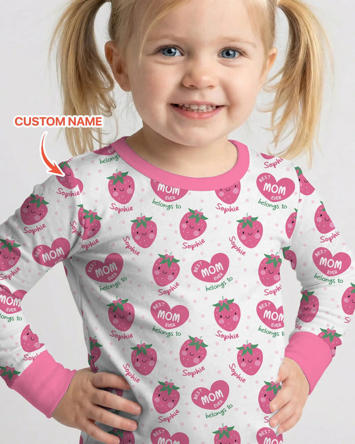 Custom Name Best Mom Ever Belongs to Bamboo Two Piece Long Sleeve Pajama Set