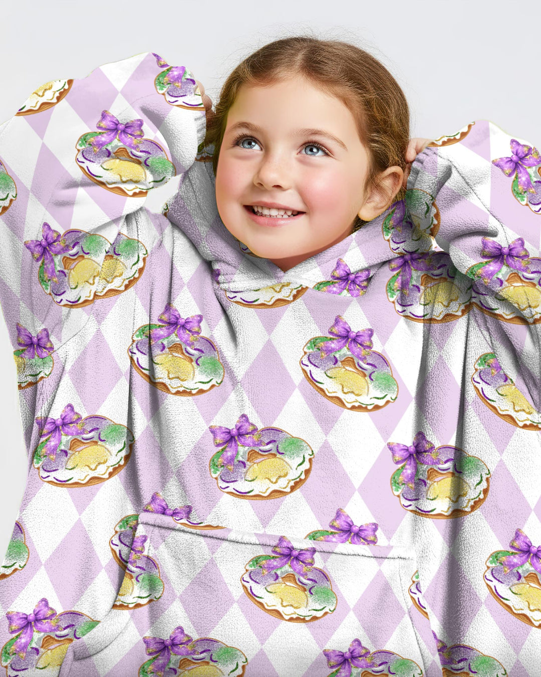 Mardi Gras Donut Wearable Blanket Hoodie