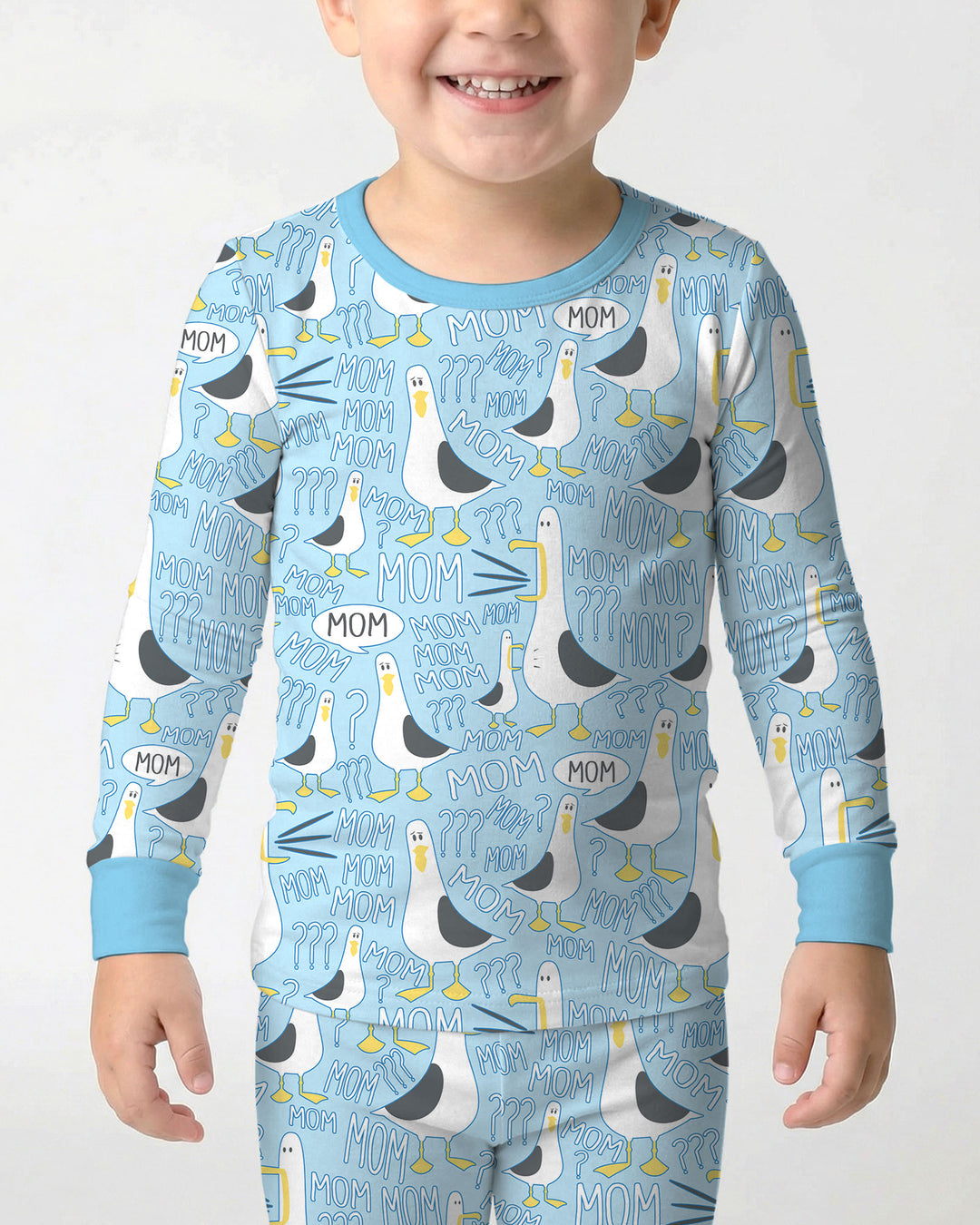 Funny Seagull MOM Two Piece Long Sleeve Pajama Set