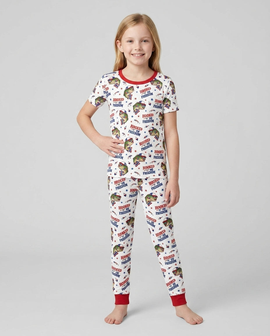 Hooked On Freedom Bamboo Two Piece Short Sleeve Pajama Set