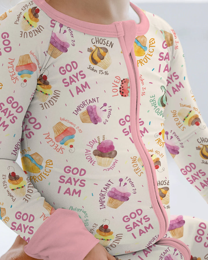 Cute Cupcake God Says I Am  Bamboo Convertible Zippy