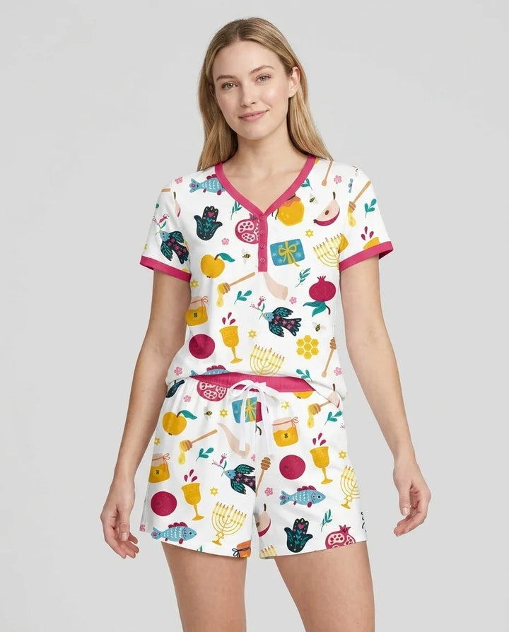 Shanah Tovah Party Bamboo Women Short Sleeve Short Pajama Set