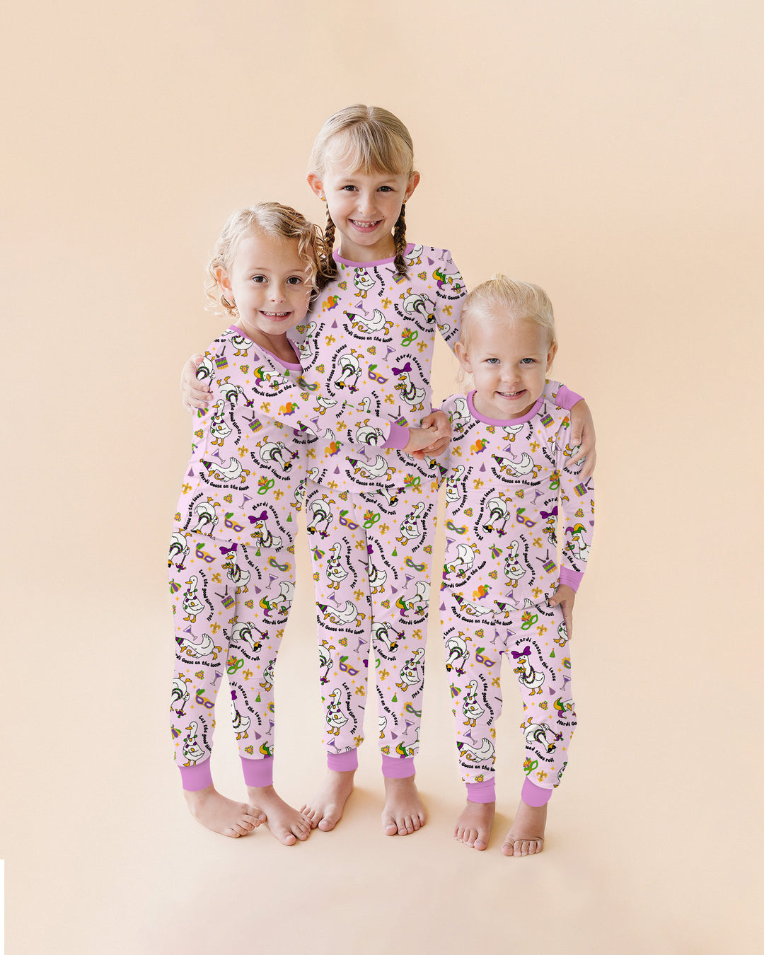 Mardi Gras Silly Goose Two Piece Long Sleeve Pajama Set