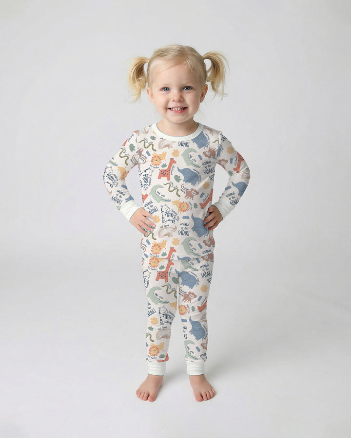Funny African Animals Two Piece Long Sleeve Pajama Set