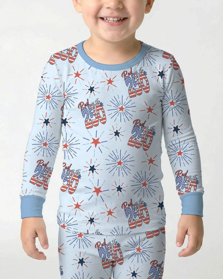 Red White and 250th Anniversary Bamboo Two Piece Long Sleeve Pajama Set