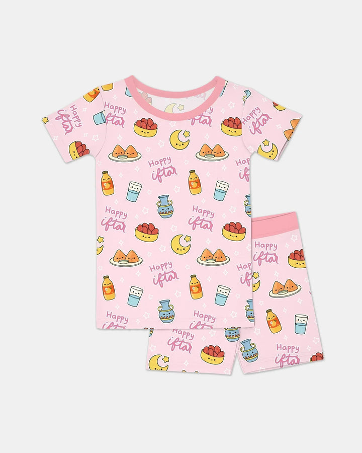 Iftar Party Two Piece Short Sleeve Shorts Pajama Set