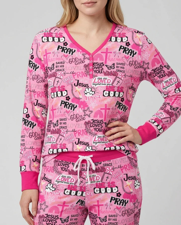 Plantilla de conjunto de pijama de mujer de bambú