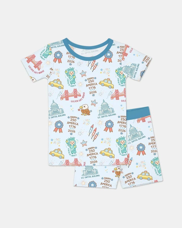 250 Years Of Freedom Two Piece Short Sleeve Shorts Pajama Set