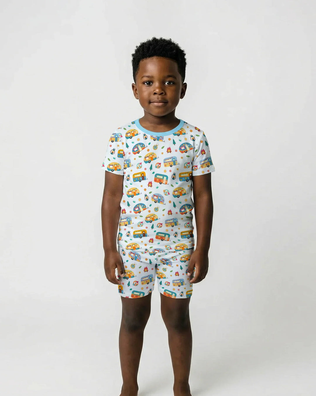 Happy Little Camper Bamboo Two Piece Short Sleeve Shorts Pajama Set