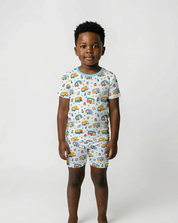Happy Little Camper Bamboo Two Piece Short Sleeve Shorts Pajama Set