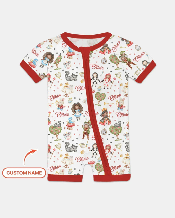 Whimsical Wonderland Tea Party Custom Name Shorty Zippy