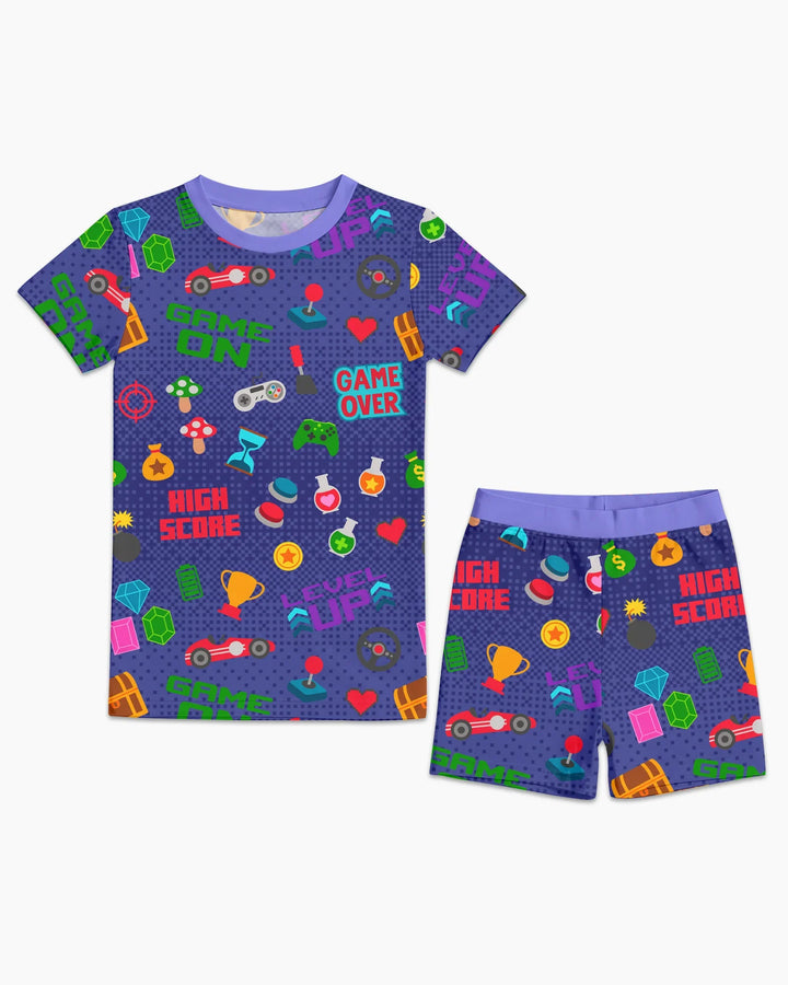 Gamer Mode On Family Matching Bamboo Two Piece Short Sleeve Shorts Pajama Set