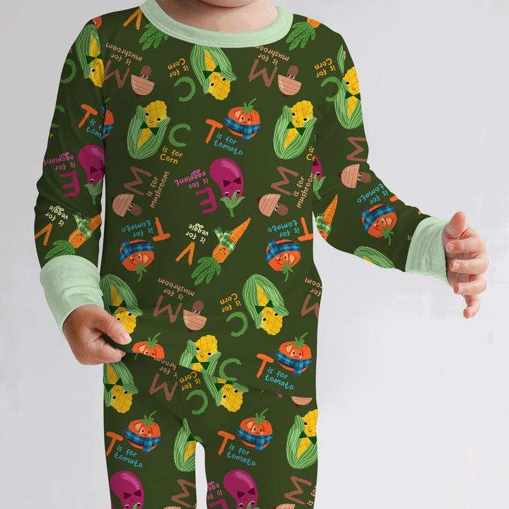 Veggie Letter Two Piece Long Sleeve Pajama Set