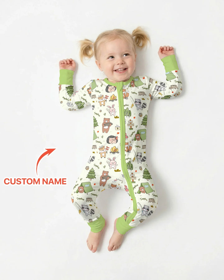 Custom Name Little Camp Buddies Bamboo Convertible Zippy