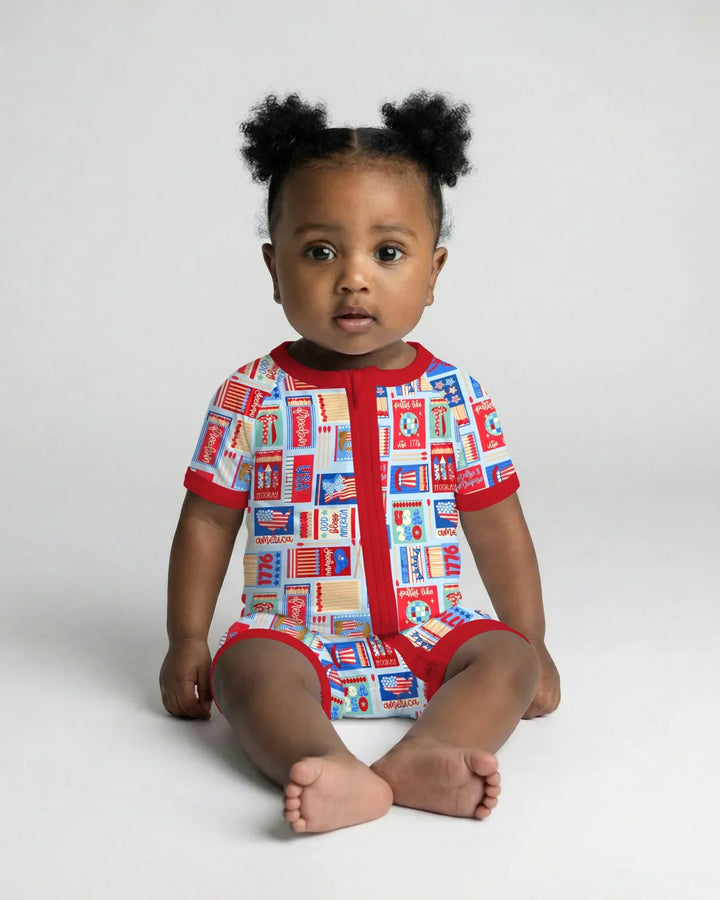 Patriotic Matchbox Family Matching Bamboo Shorty Zippy