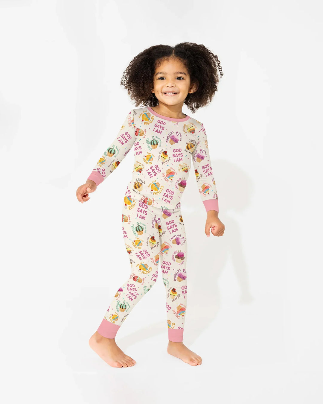 Cute Cupcake God Says I Am  Bamboo Two Piece Long Sleeve Pajama Set