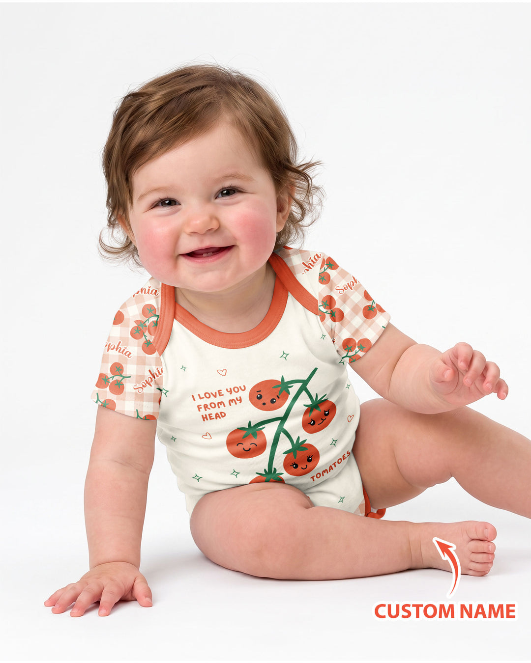 I Love You From My Head Tomatoes Custom Name Bamboo Bodysuit