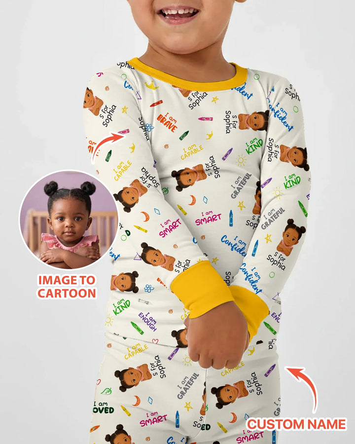 Zweiteiliges Langarm-Pyjama-Set mit Sommerfrüchten