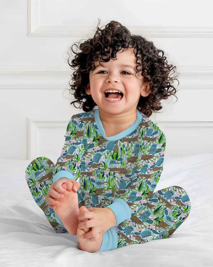 Little Dam Builders Bamboo Two Piece Long Sleeve Pajama Set