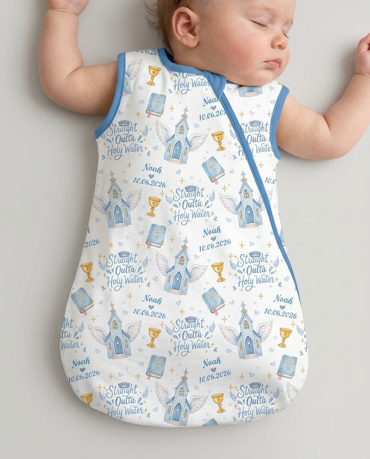 Custom Name Baptism Christening Straight Outta Holy Water Bamboo Sleep Bag