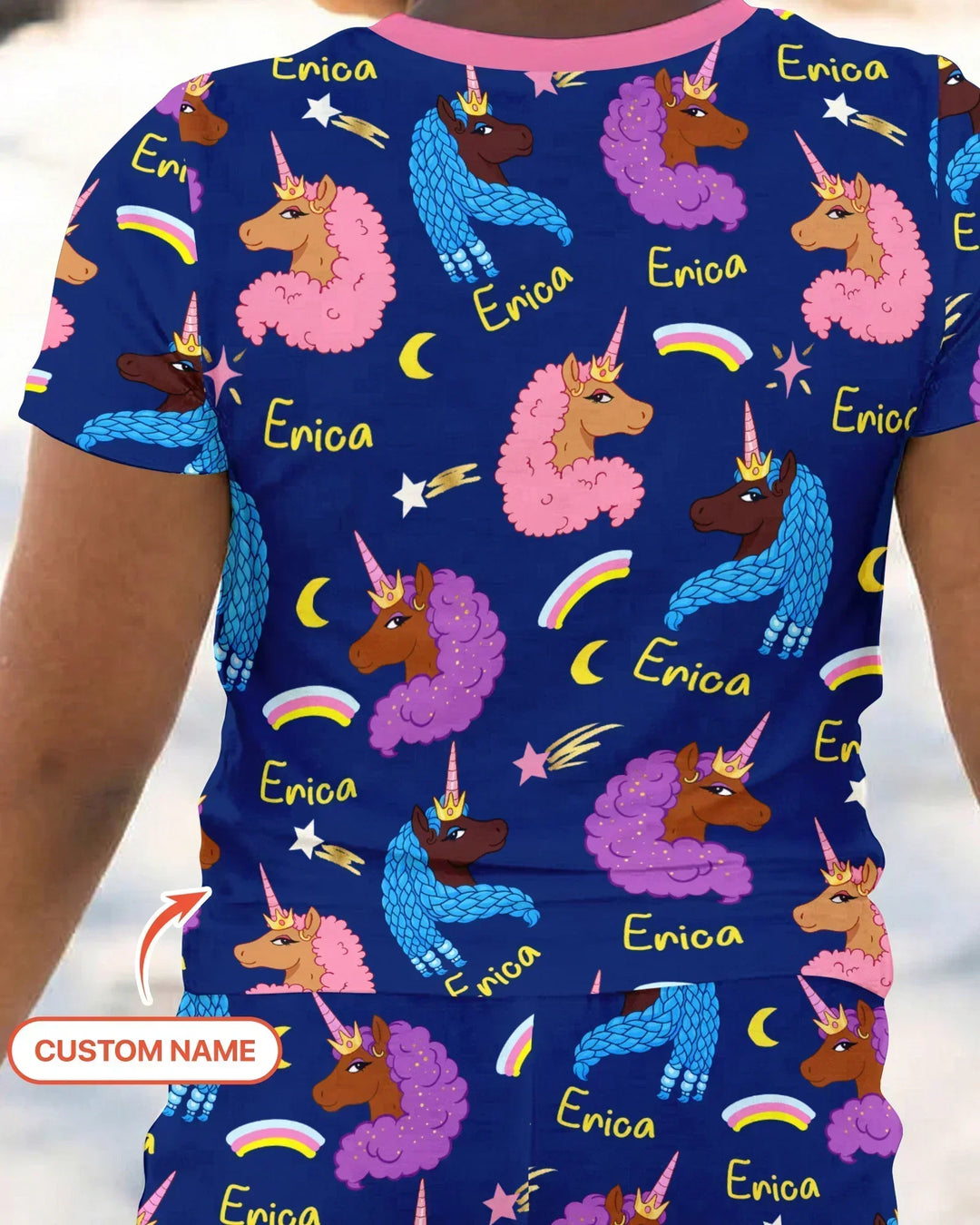 African Astro Unicorn Two Piece Short Sleeve Pajama Set