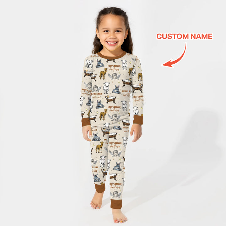 Zweiteiliges Langarm-Pyjama-Set mit Sommerfrüchten