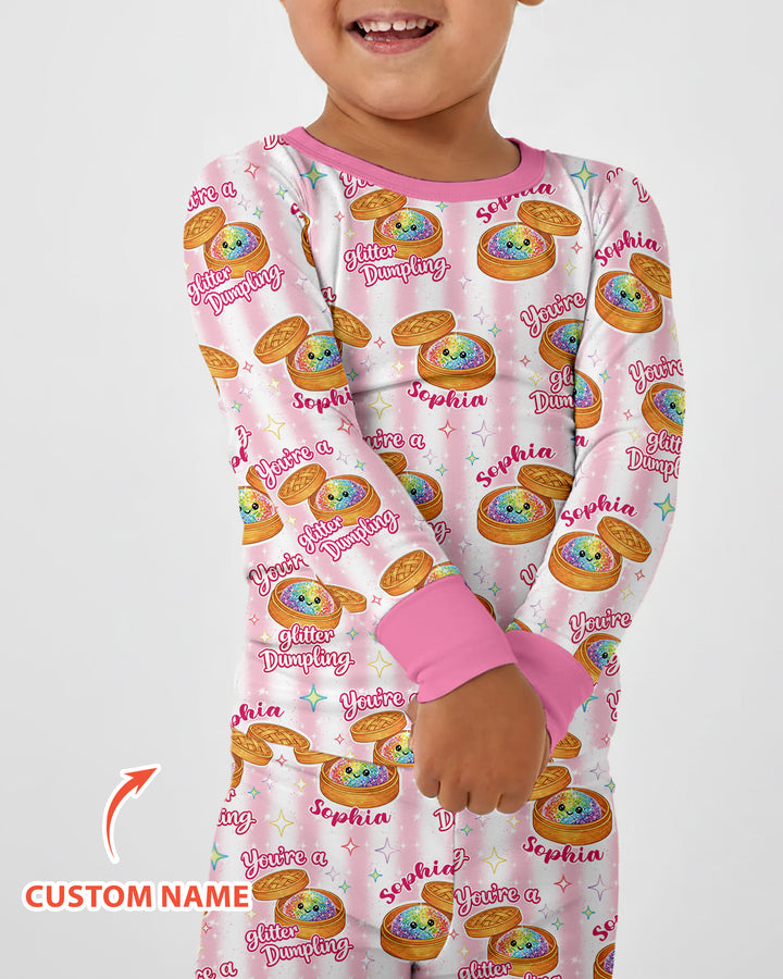 Personalized You're Glitter Dumpling Bamboo Two Piece Long Sleeve Pajama Set