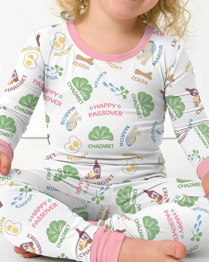 Happy Passover Matching Family Two Piece Long Sleeve Pajama Set