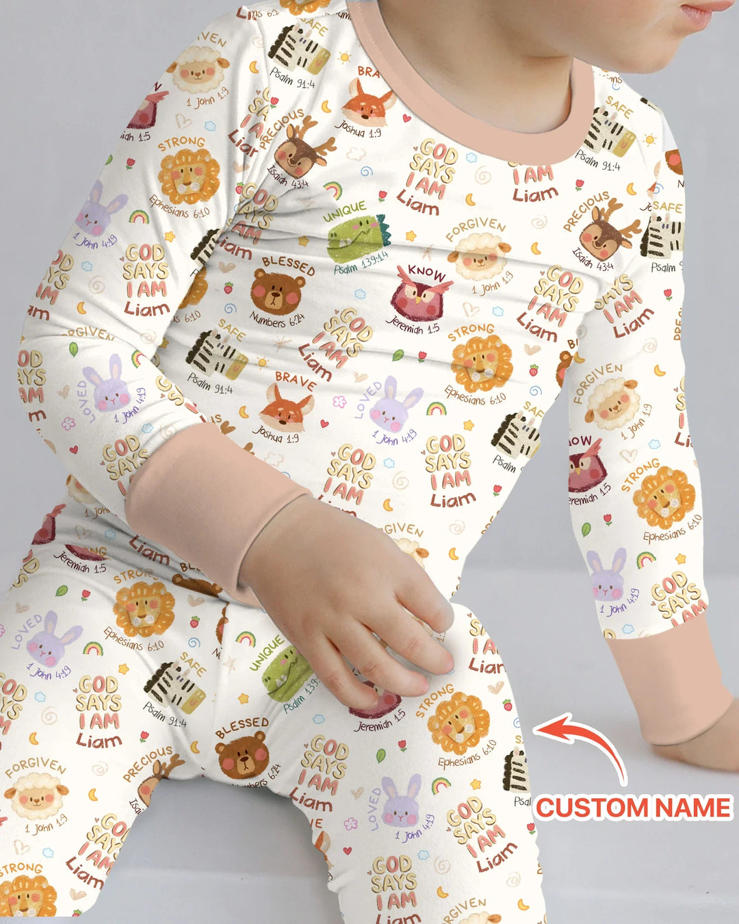 God Says I Am — Little Flock Custom Name Two Piece Long Sleeve Pajama Set