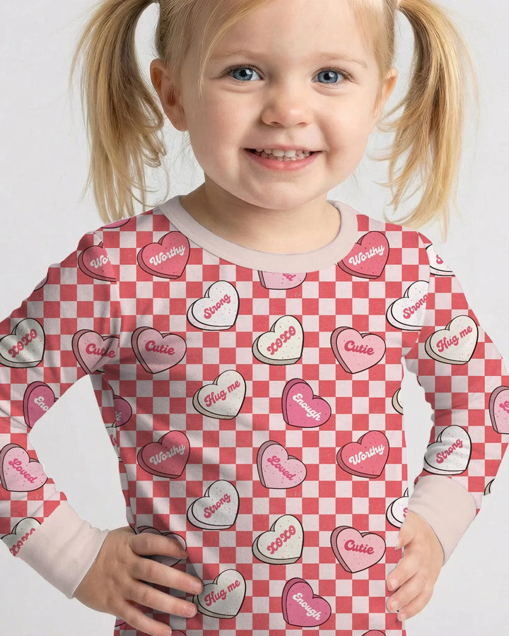 Valentine in Hearts Two Piece Long Sleeve Pajama Set