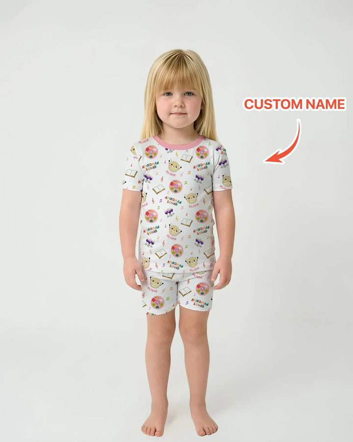 Zweiteiliges Pyjama-Set mit kurzen Ärmeln und Shorts im Sommer-Design