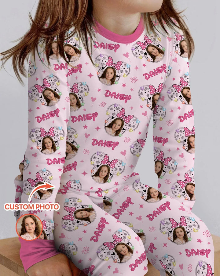 Custom Photo Little Princess Bamboo Two Piece Long Sleeve Pajama Set